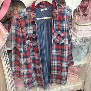 Sneak Peek Red and Blue Plaid Button Down Shirt